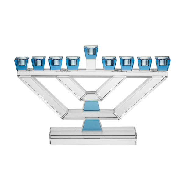 Menorah Crystal with Blue - Small