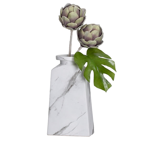 Marble Ceramic Tapered Urn Vase - 13H”