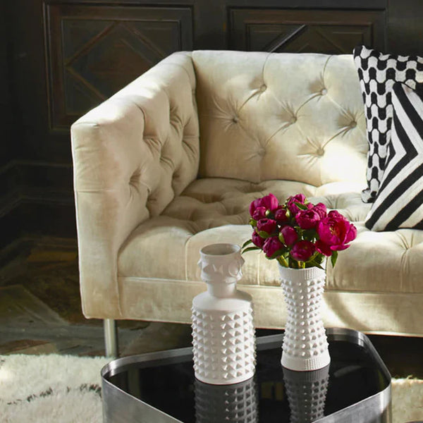 CHARADE STUDDED TAPER VASE - white