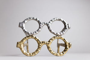 Lennon Hammered Aluminum Eyeglasess - Gold & Silver