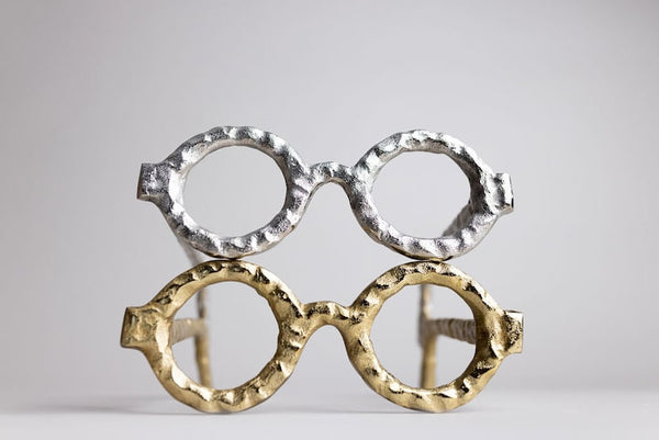 Lennon Hammered Aluminum Eyeglasess - Gold & Silver