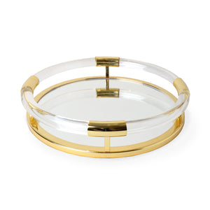 Round Jacques Tray - Brass and Clear