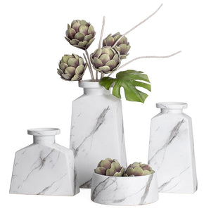 Marble Ceramic Tapered Urn Vase - 13H”