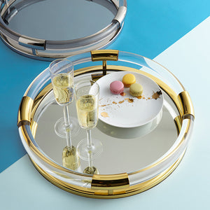 Round Jacques Tray - Brass and Clear