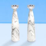 Coluna Candle Holders - Carrara Marble / Silver