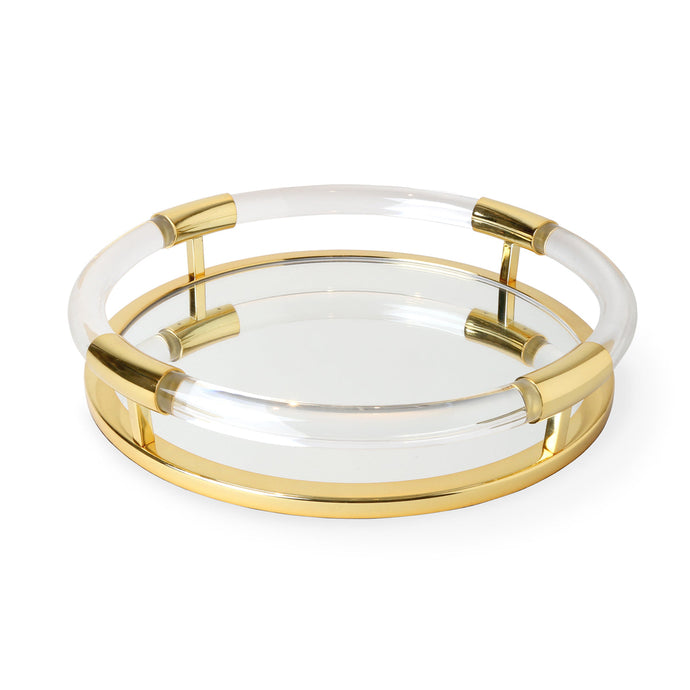 Round Jacques Tray - Brass and Clear