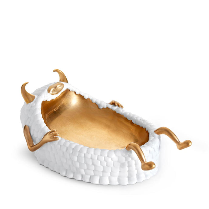 Haas Lazy Susan Catchall Tray - White/Gold