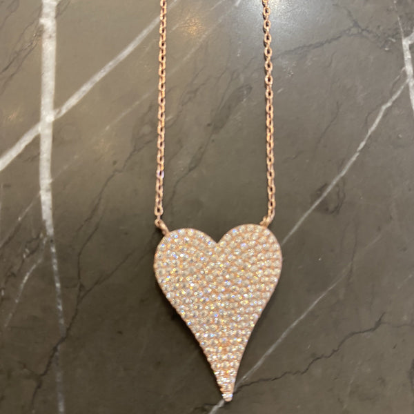 Rose Gold Pave Heart Necklace