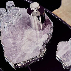 Kiva Platter Large - Rose Quartz / Pure Silver