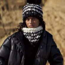 Load image into Gallery viewer, Small Snood - black and white stripe
