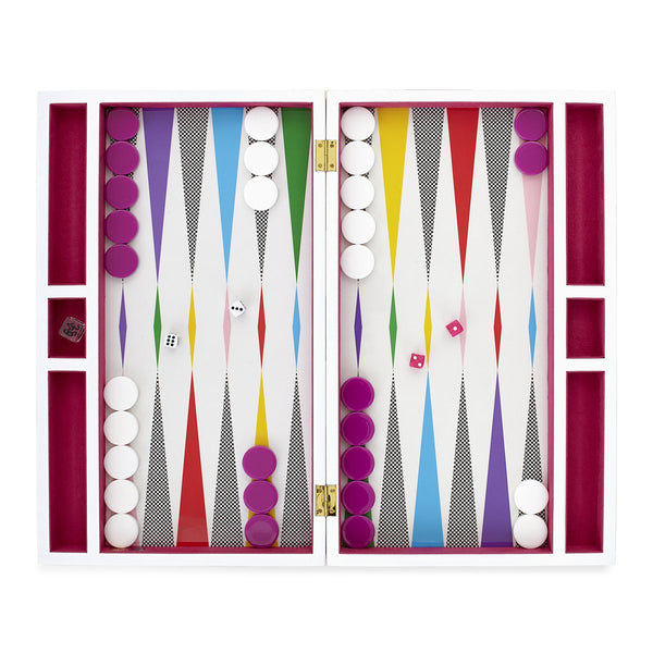 Checkerboard Backgammon Set - Rainbow