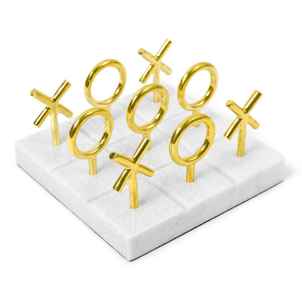 Brass & Marble Tic-Tac-Toe Set