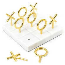Load image into Gallery viewer, Brass &amp; Marble Tic-Tac-Toe Set