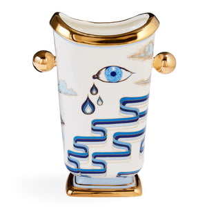 Druggist Tall Vase | Blue/White/Gold