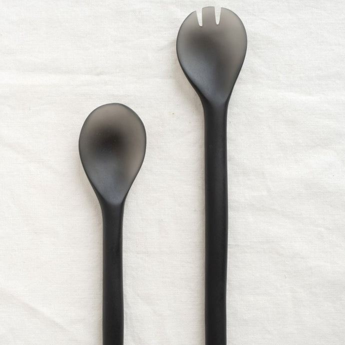 Salad Servers - Large - Grey &  White
