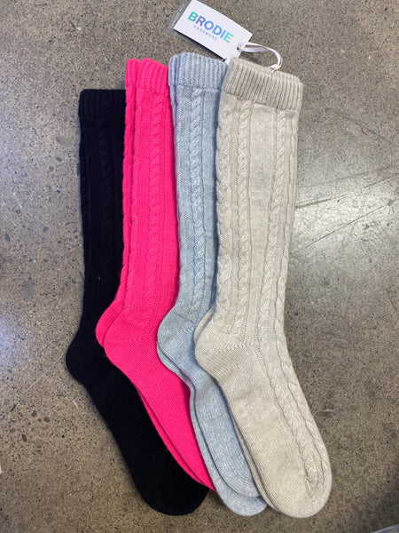 Cable Socks -Neon Pink
