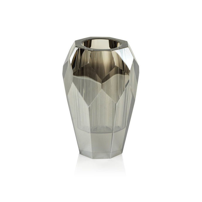 Veniza Cut Crystal Vase - Smoke