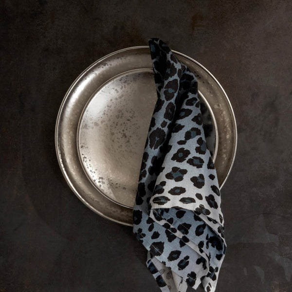 Linen Sateen Napkins - Leopard Blue