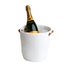 Load image into Gallery viewer, Champagne Bucket w/Leather Handles - White &amp; Grey