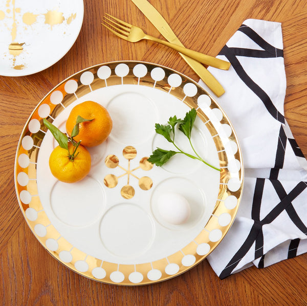 Futura Seder Plate Gold Decal | White/White/Gold